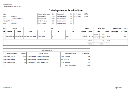 model printare foaie de parcurs